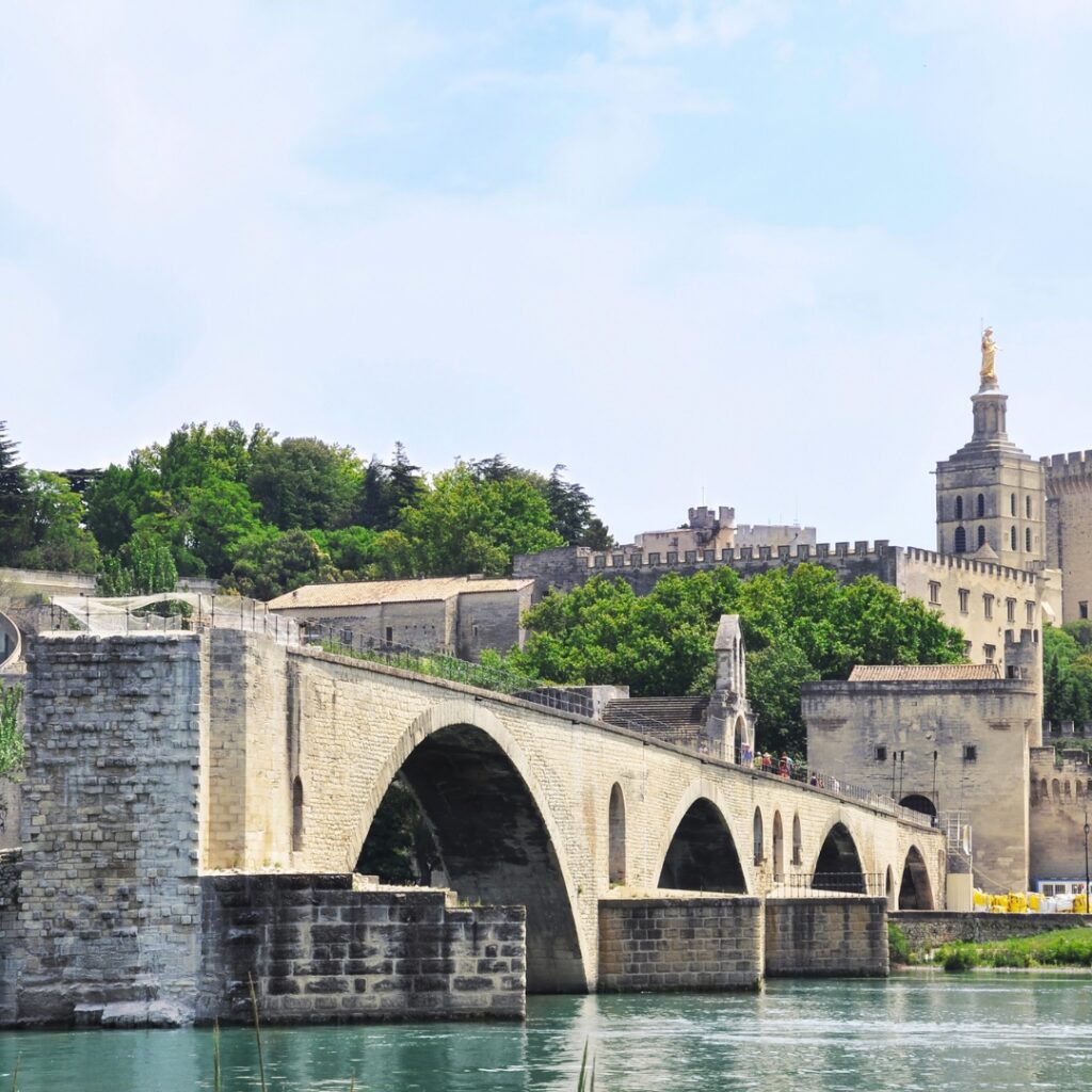 Vue depuis le Rhône du Pont d'Avignon